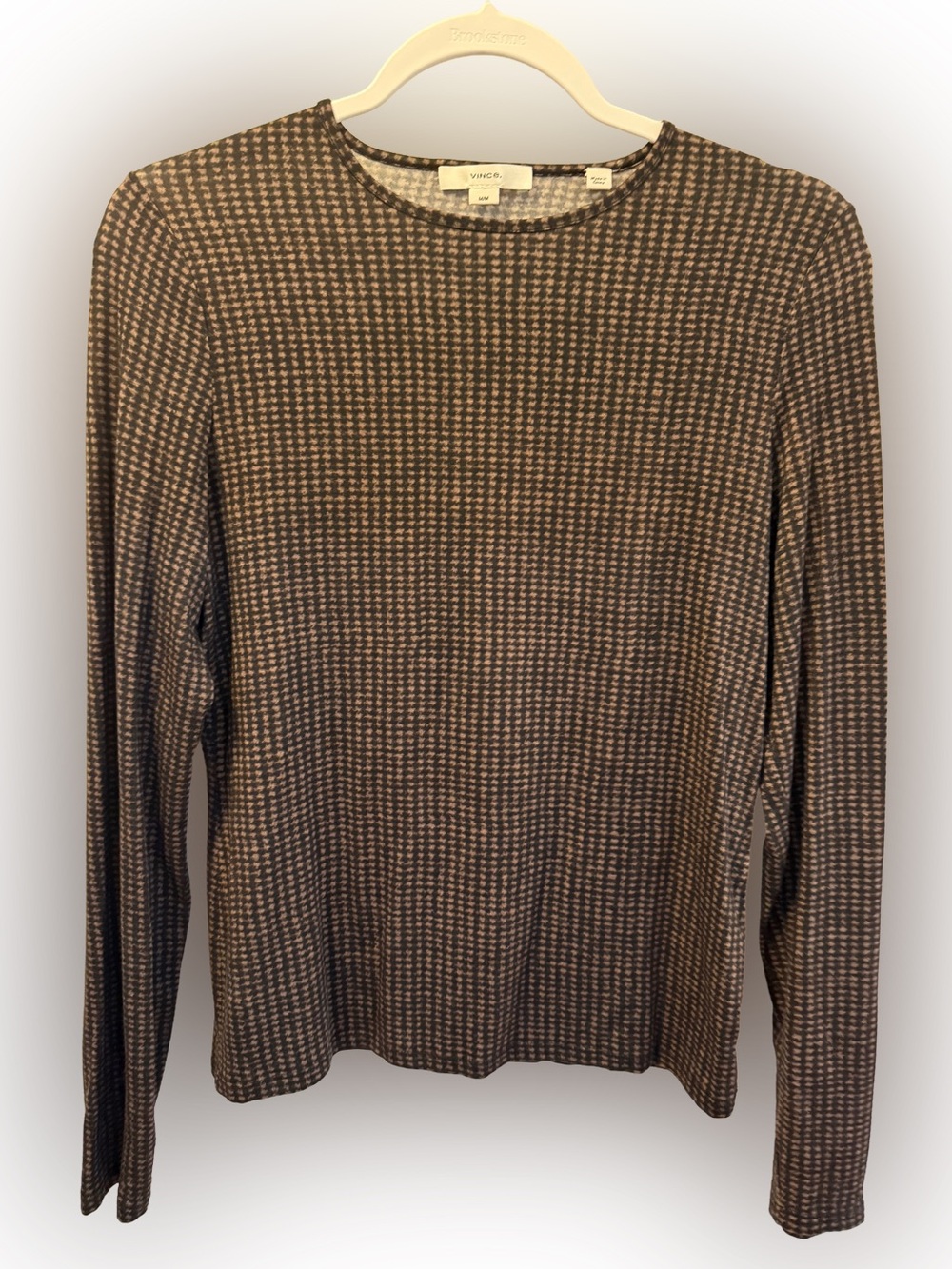 Vince Brushed Check Crew Tee, Size M - Picture 8 of 11